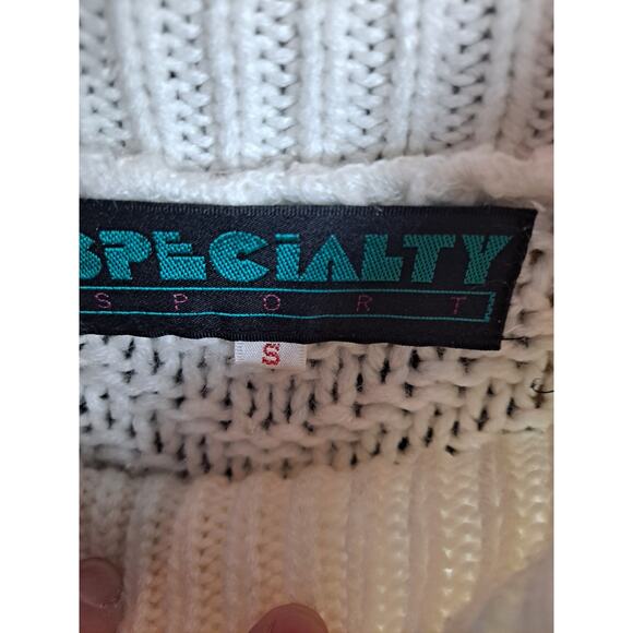 Specialty Women's White Geometric Cable-Knit Turtle-Neck Sweater Size S - Picture 4 of 7